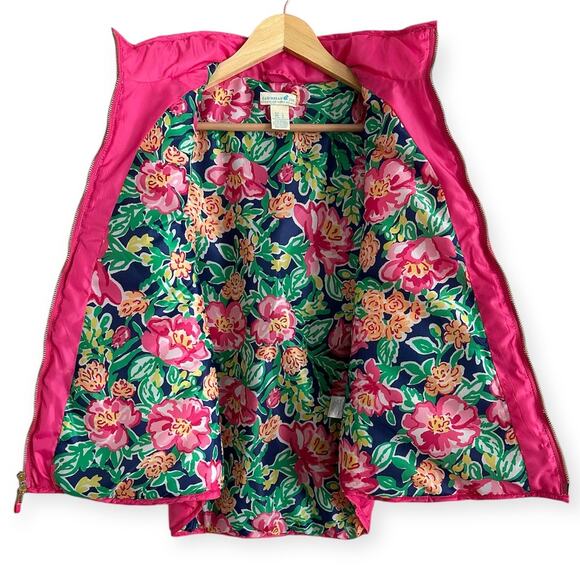 Caribbean Joe Hot Pink Quilted Puffer Vest Floral Lining Size‎ L - Picture 2 of 6